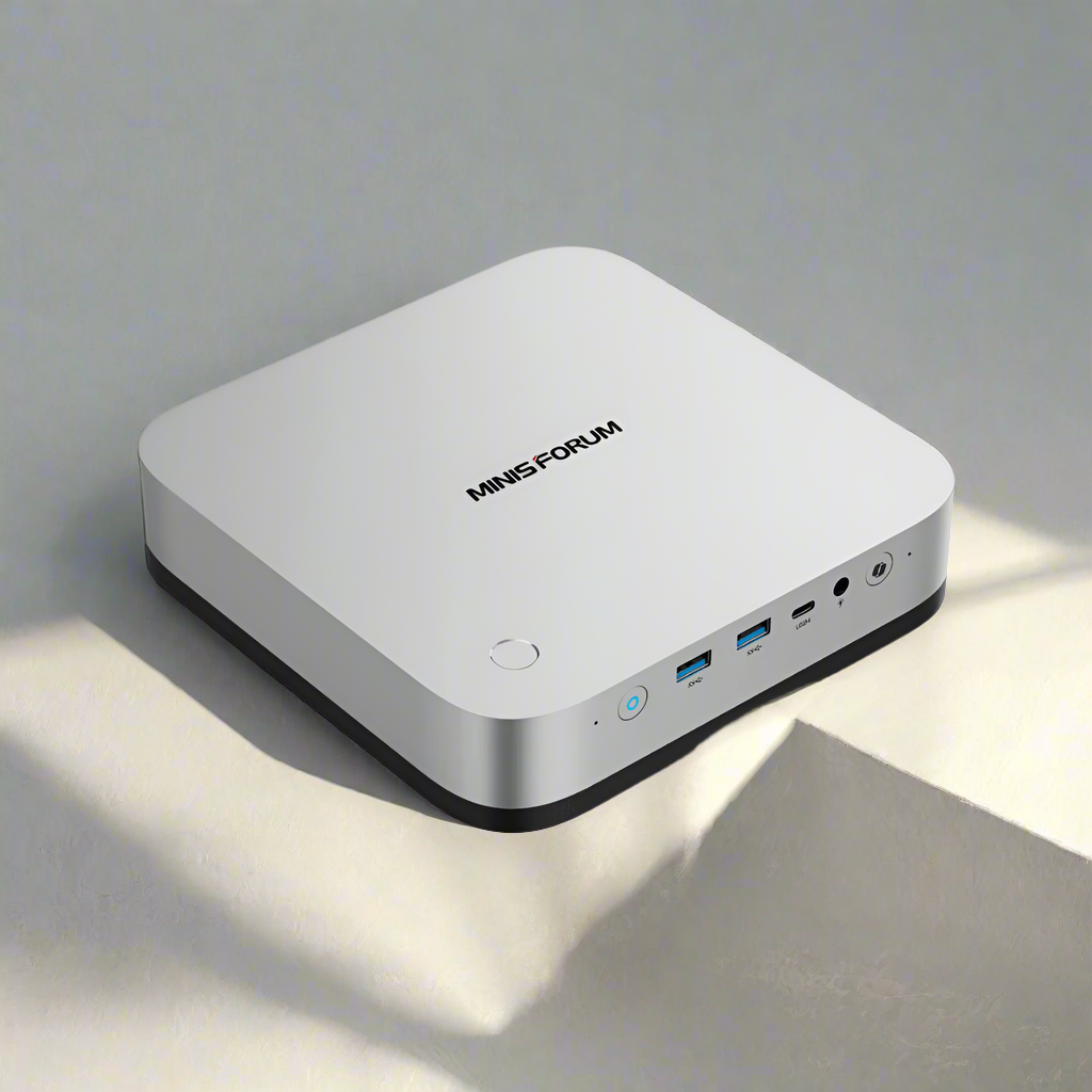 Minis Forum computer mini PC on a white background